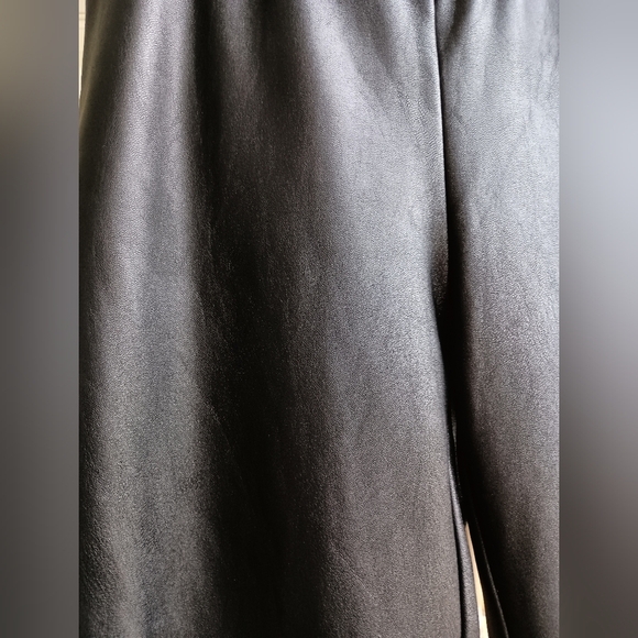 Joseph Ribkoff Black Faux Leather Pants with Zipper Detail_Fleece Inside_10 - Picture 2 of 8